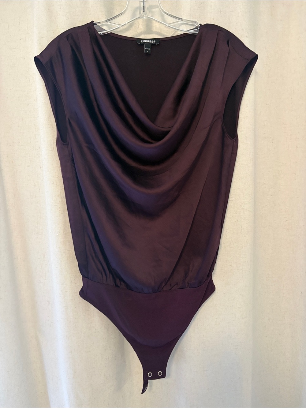 Express Draped Neck Bodysuit - Plum